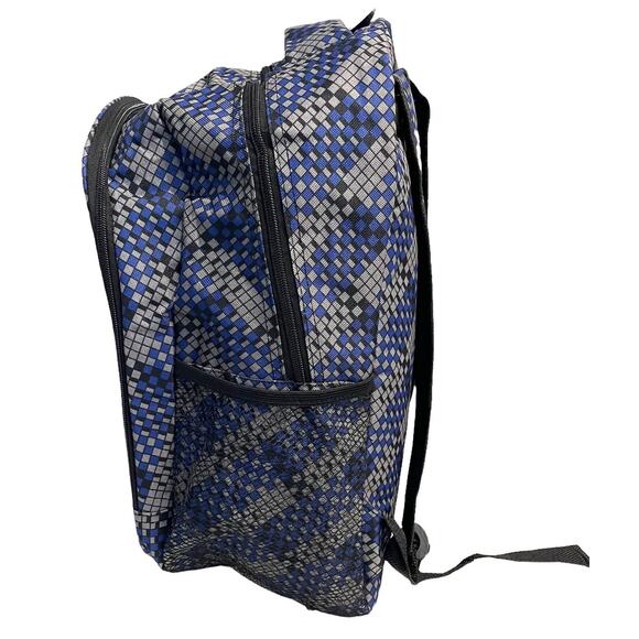 NEW 17” Blue Gray BACKPACK Zip Storage Mesh Side Pockets Boys Girls Travel Camp - Picture 4 of 5